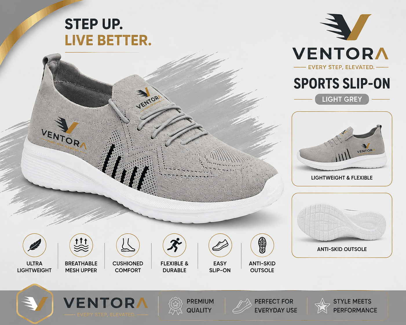 Comfort In Every Step Light Gray